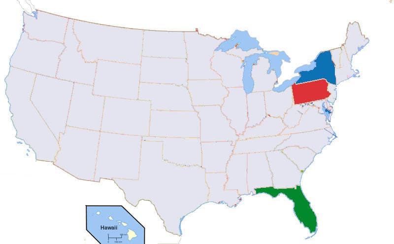 map of the USA with states